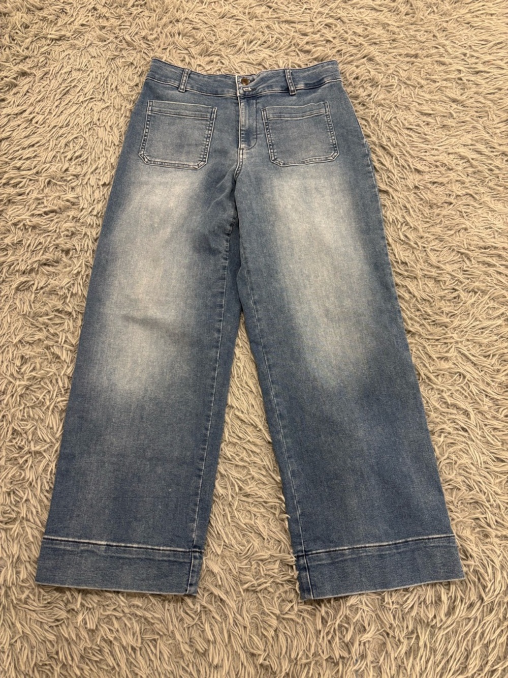Bagatelle Collection Jeans Womens 8 Blue High Rise Wide Leg Front Pocket Denim